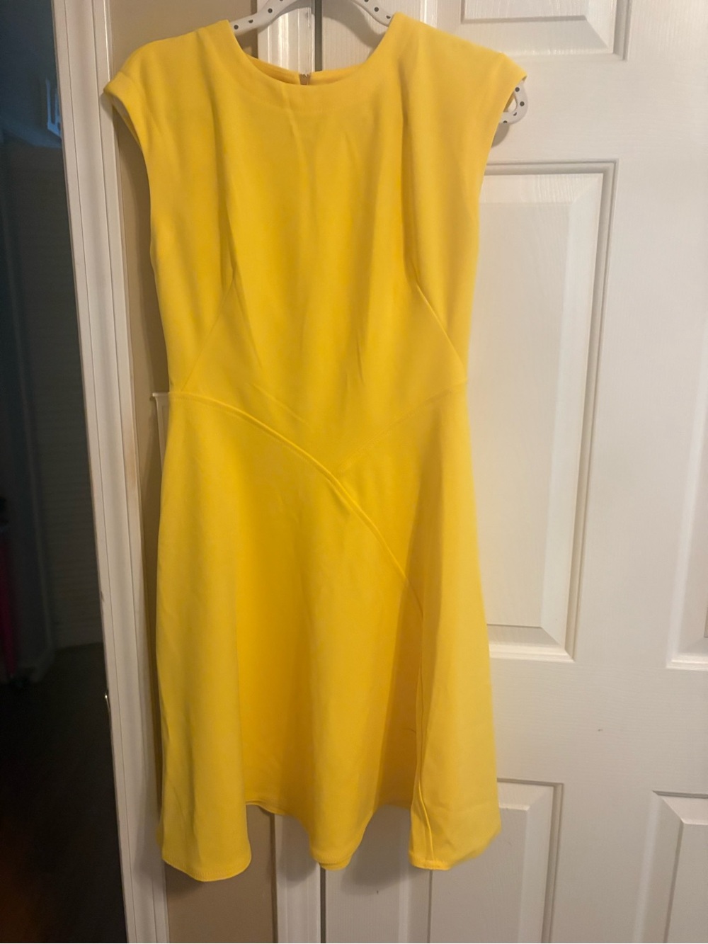 Calvin Klein Canary Yellow Cap Sleeve Midi Fit-and-Flare Dress